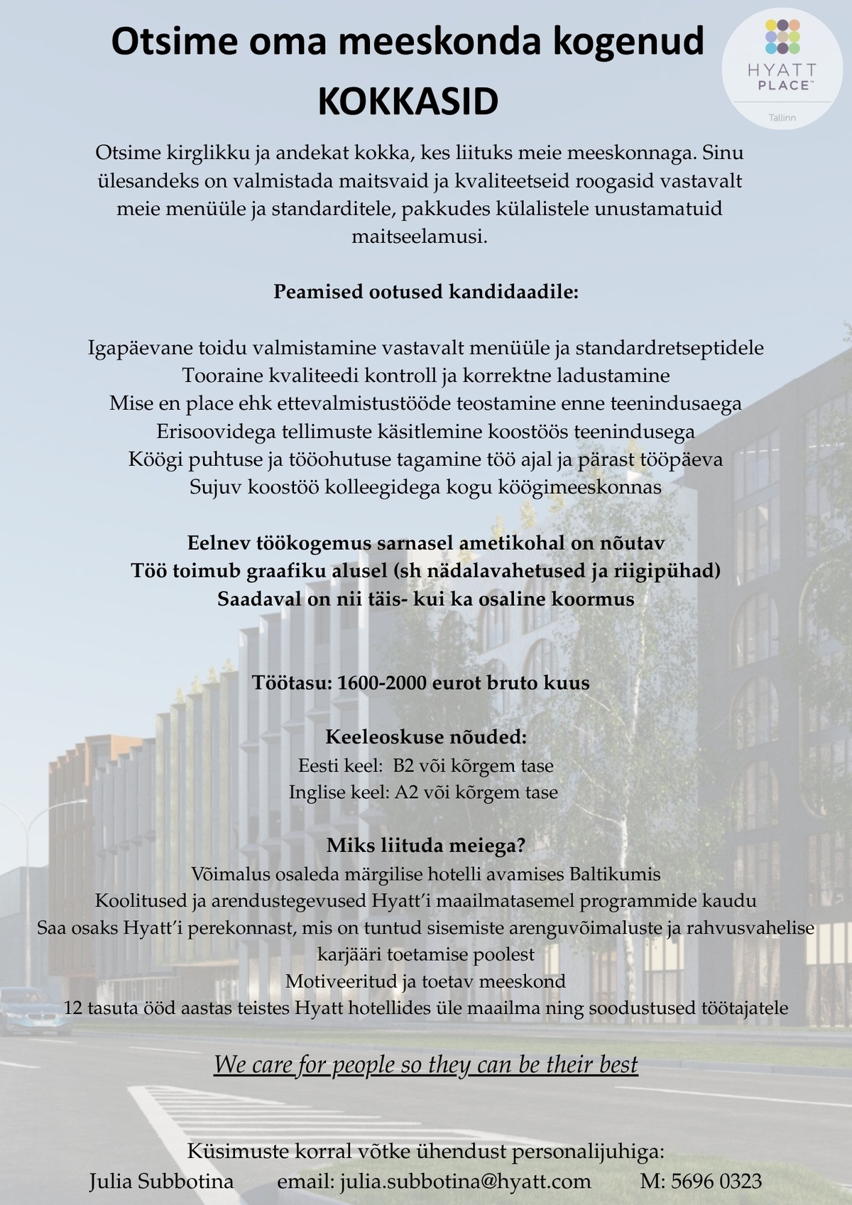Hyatt Place Tallinn Kokk -liitu peagi avaneva hotelliga Hyatt Place Tallinn