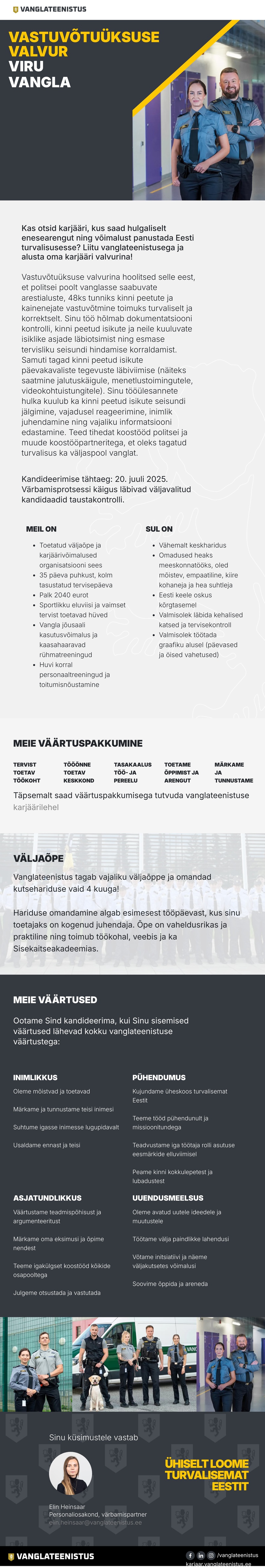 Viru vangla Vastuvõtuüksuse valvur