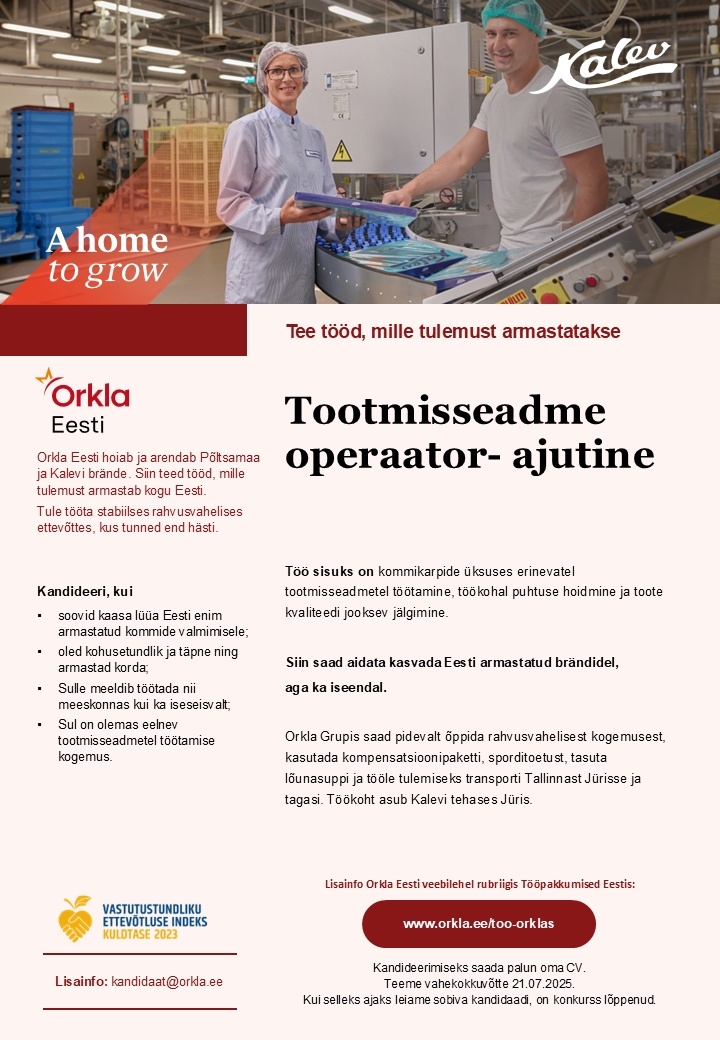 Orkla Eesti AS (Kalev ja Põltsamaa, Felix) Operaator