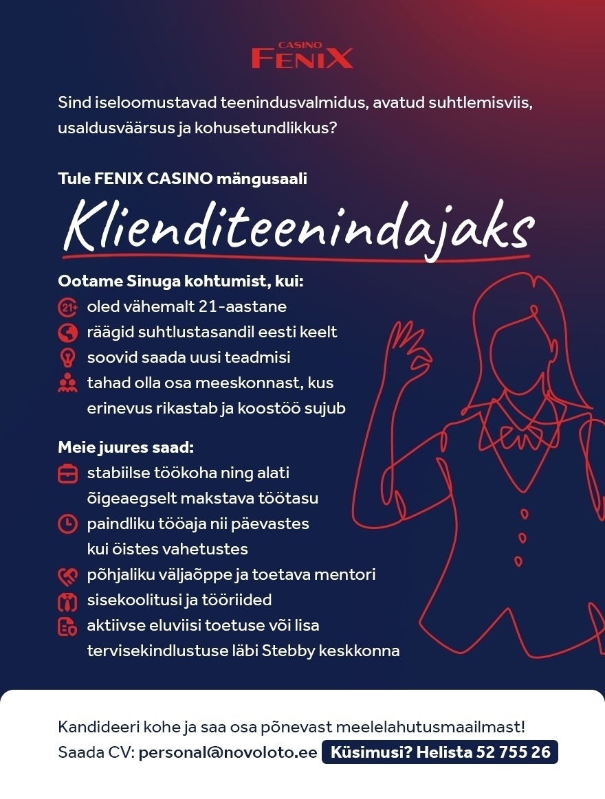 Novoloto OÜ Klienditeenindaja Tallinna Vilde Fenix Casino