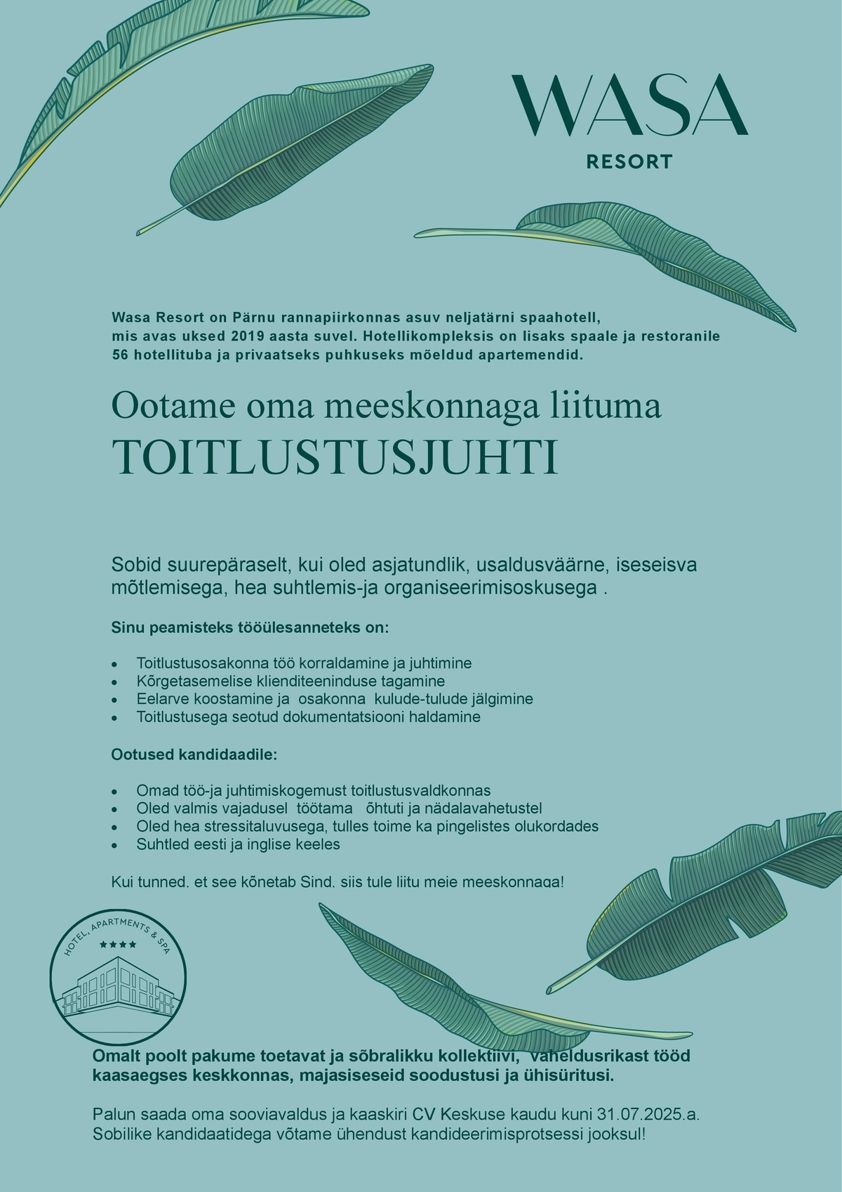 Wasa AS Toitlustusjuht