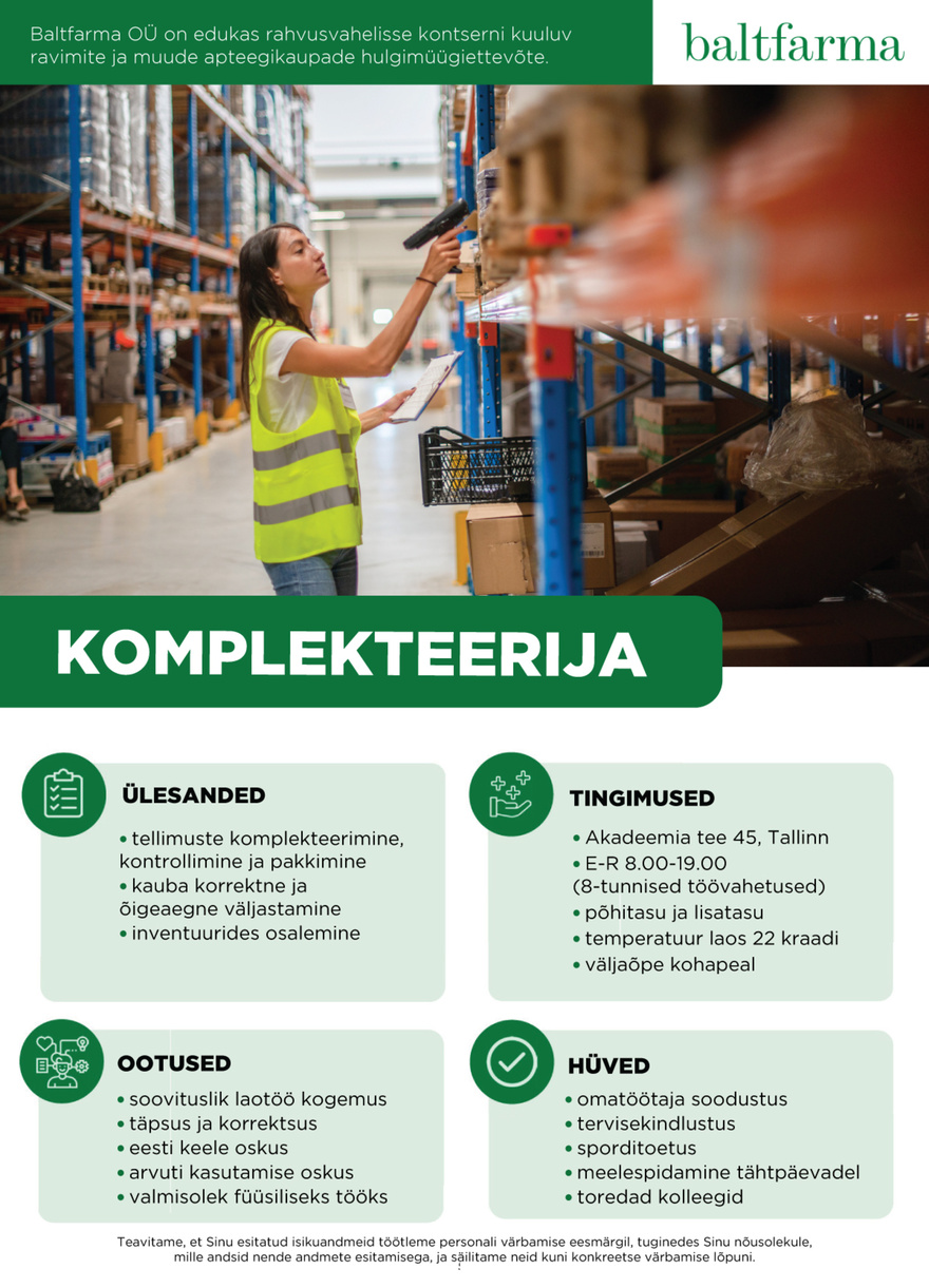Baltfarma OÜ Komplekteerija