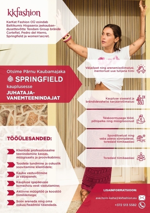 KARKAT FASHION OÜ Juhataja-Vanemteenindaja