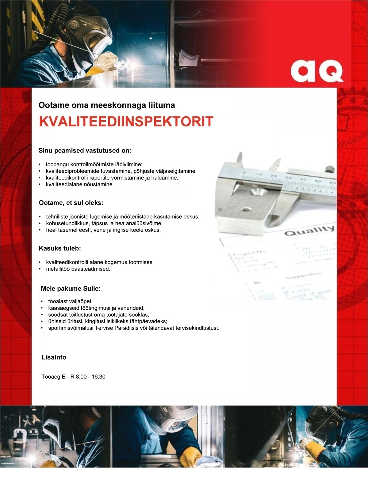 AQ Components Kodara OÜ Kvaliteediinspektor ( tähtajaline )