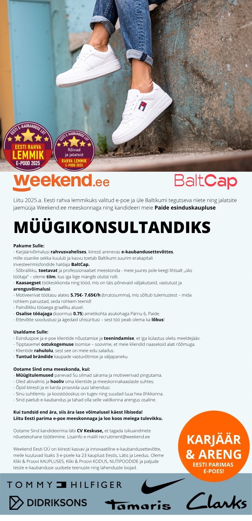 Weekend Eesti OÜ OSALINE TÖÖAEG & HEA TÖÖTASU - MÜÜGIKONSULTANT Paide esindusse