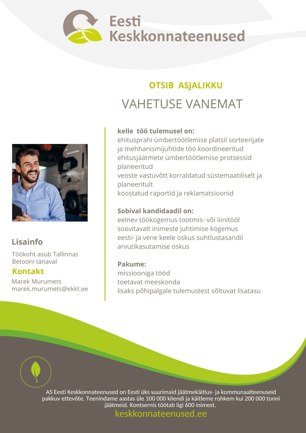 Eesti Keskkonnateenused AS Vahetuse vanem