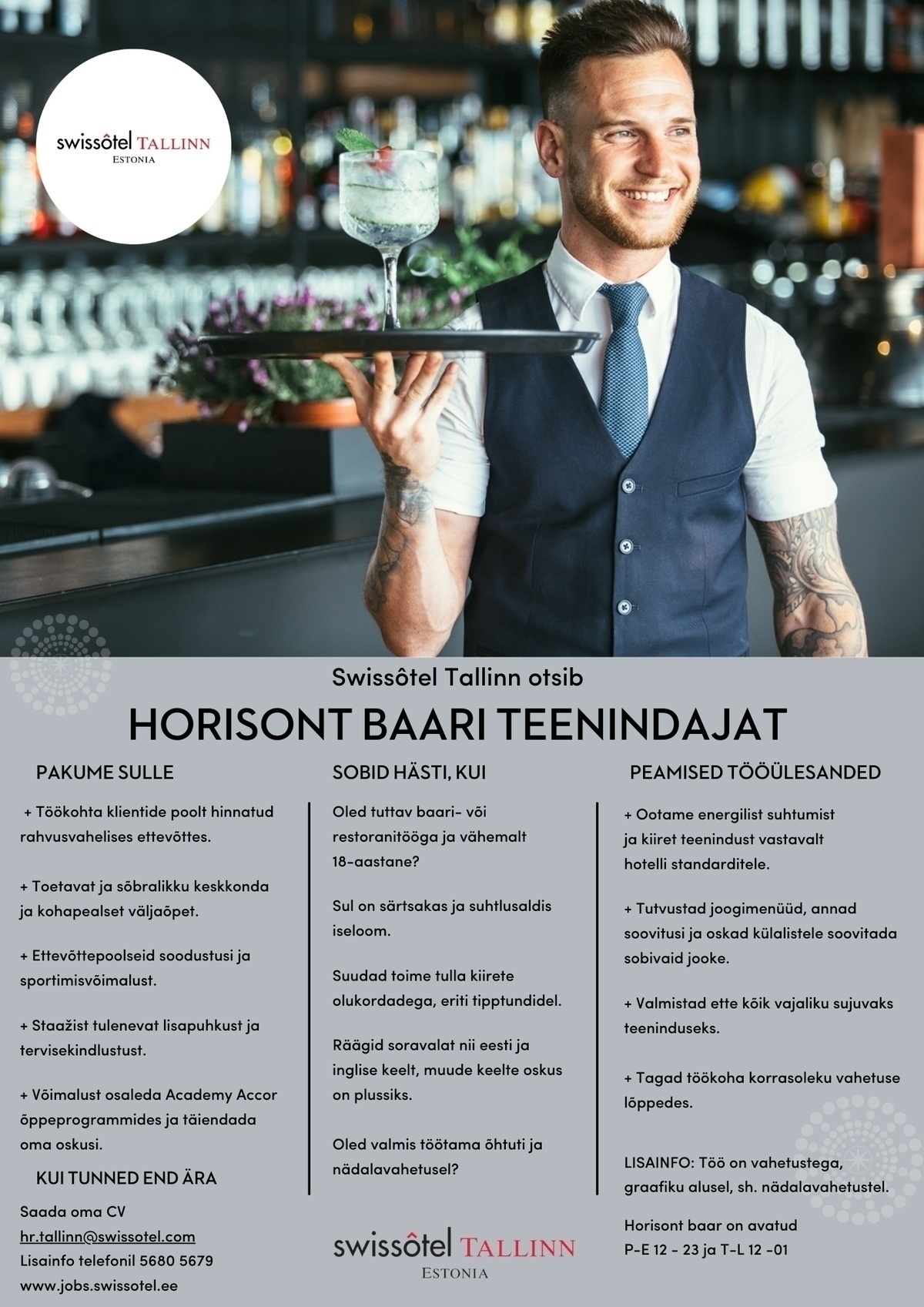 SWISSOTEL ESTONIA OÜ Horisont baari teenindaja