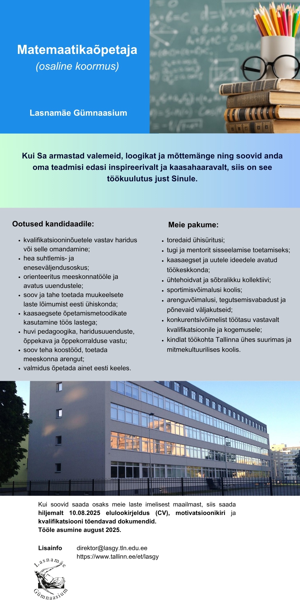 Lasnamäe Gümnaasium Matemaatikaõpetaja