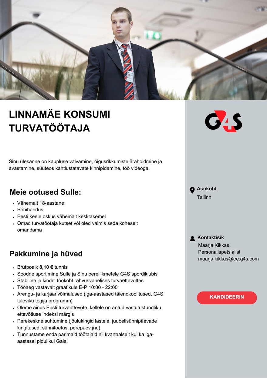 AS G4S Eesti Linnamäe Konsumi turvatöötaja