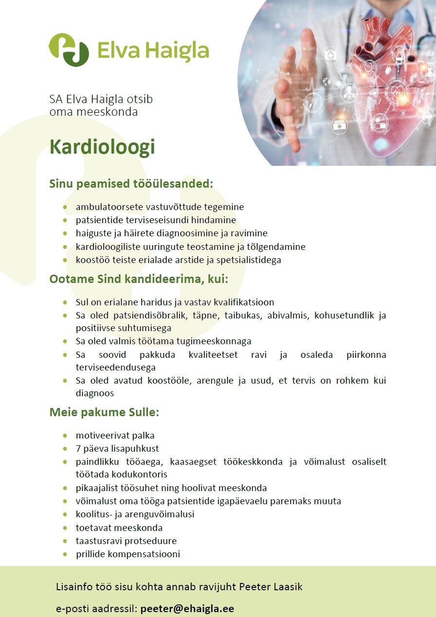 ELVA HAIGLA SA Kardioloog