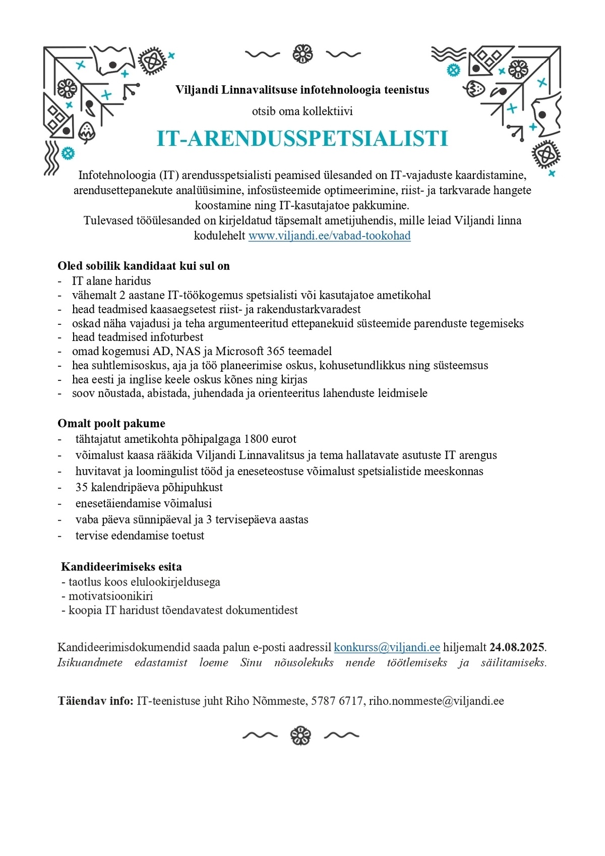 Viljandi Linnavalitsus IT-arendusspetsialist