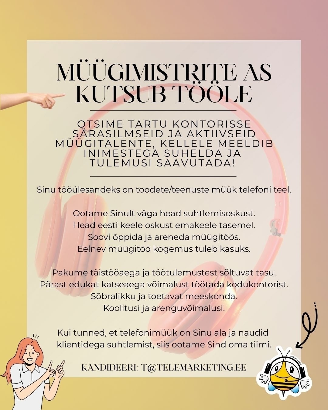 Müügimeistrite AS Tervisetoodete müügikonsultant Tartus