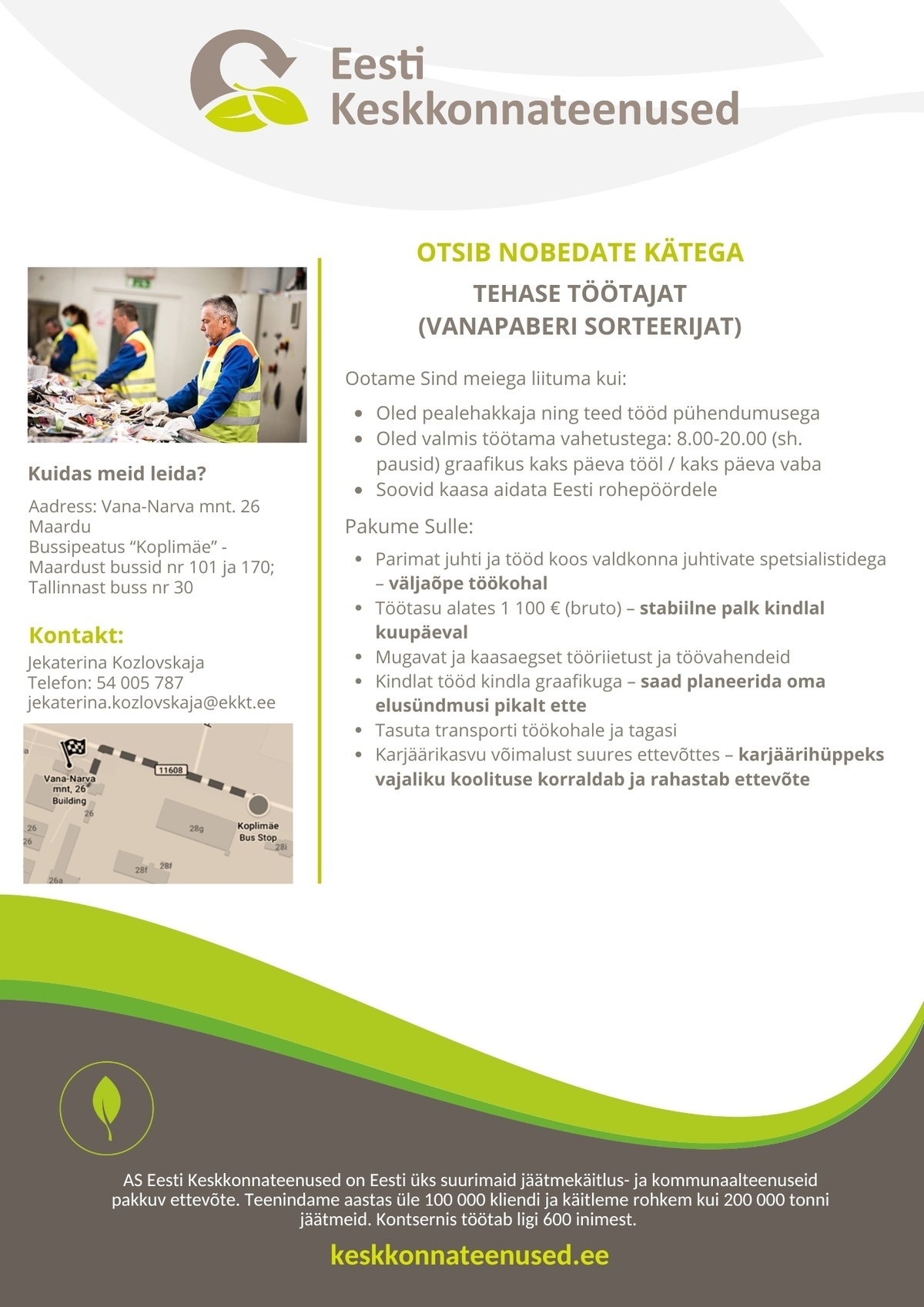 Eesti Keskkonnateenused AS Tehase töötaja