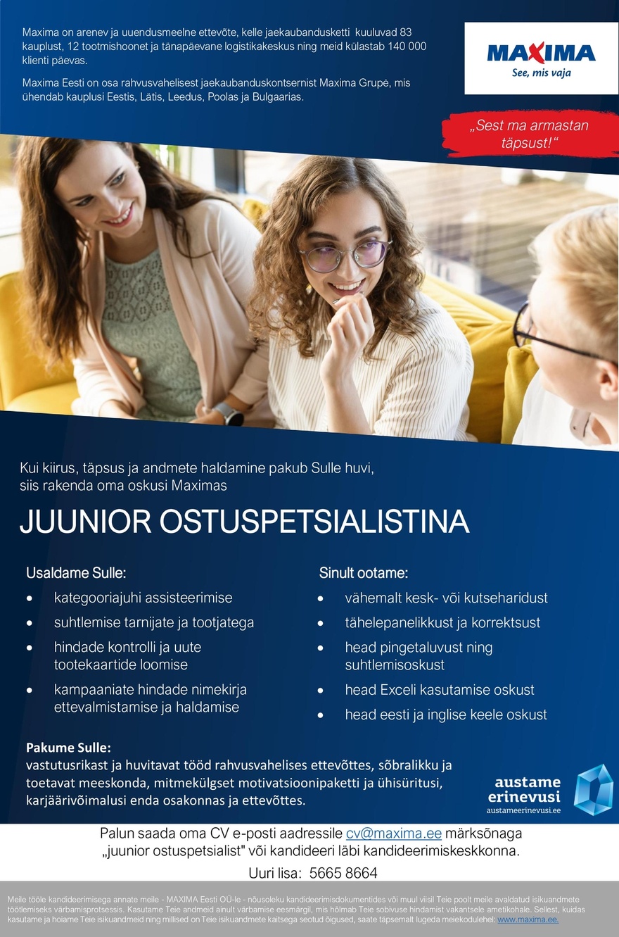 Maxima Eesti OÜ Juunior ostuspetsialist