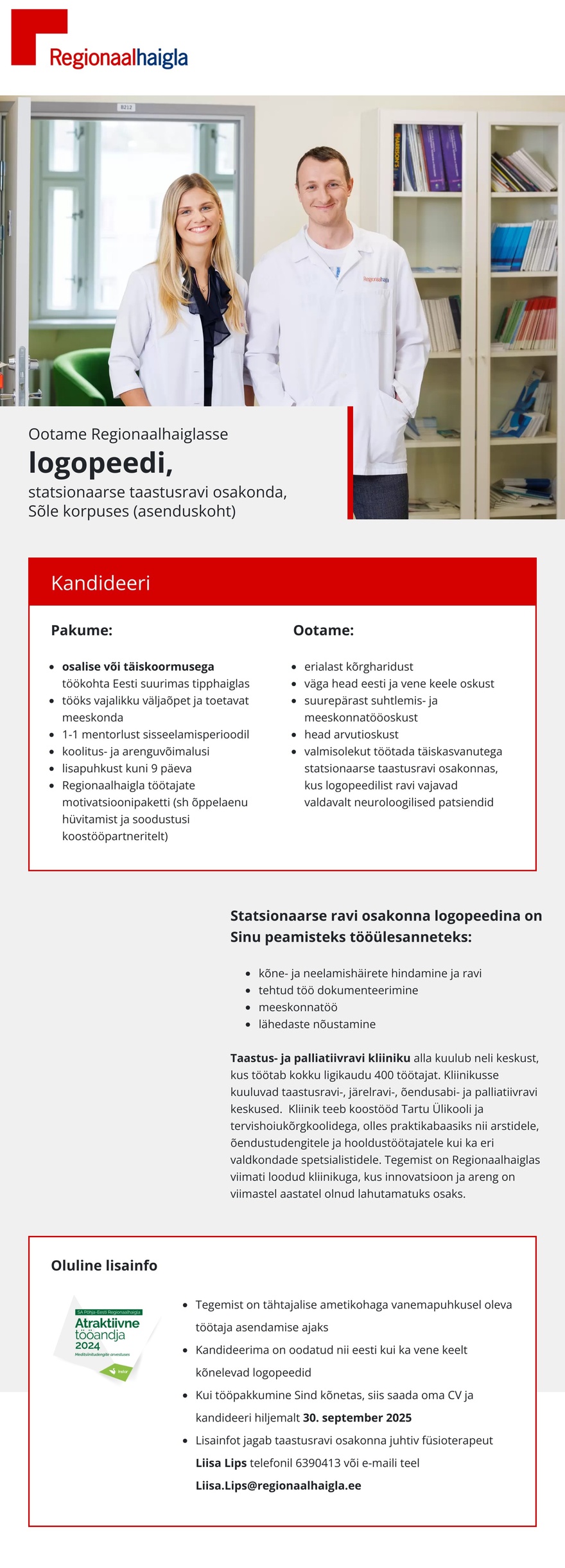 Põhja-Eesti Regionaalhaigla Logopeed taastusravi keskusesse