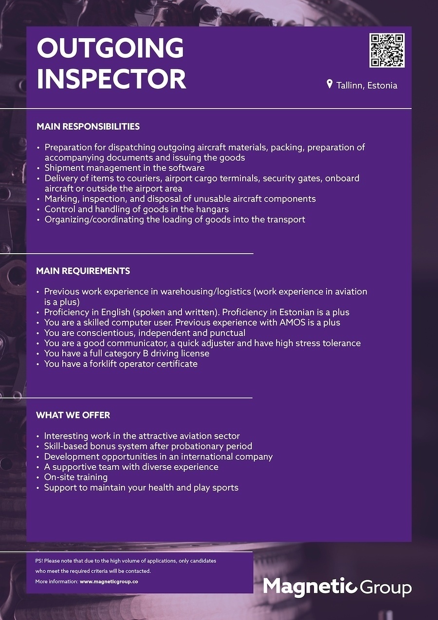 Magnetic MRO AS Outgoing Inspector