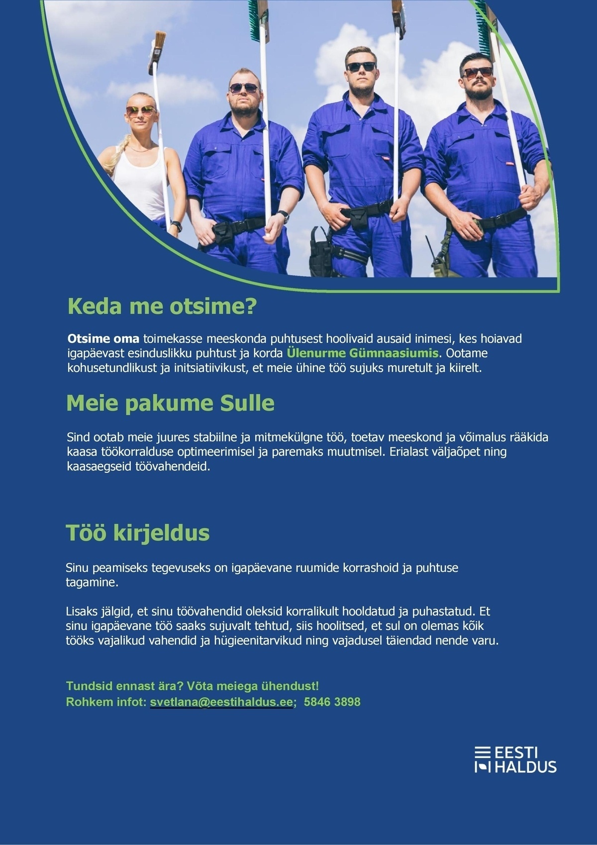 OÜ Eesti Haldus Puhastusteenindaja (Ülenurme Gümaasium)