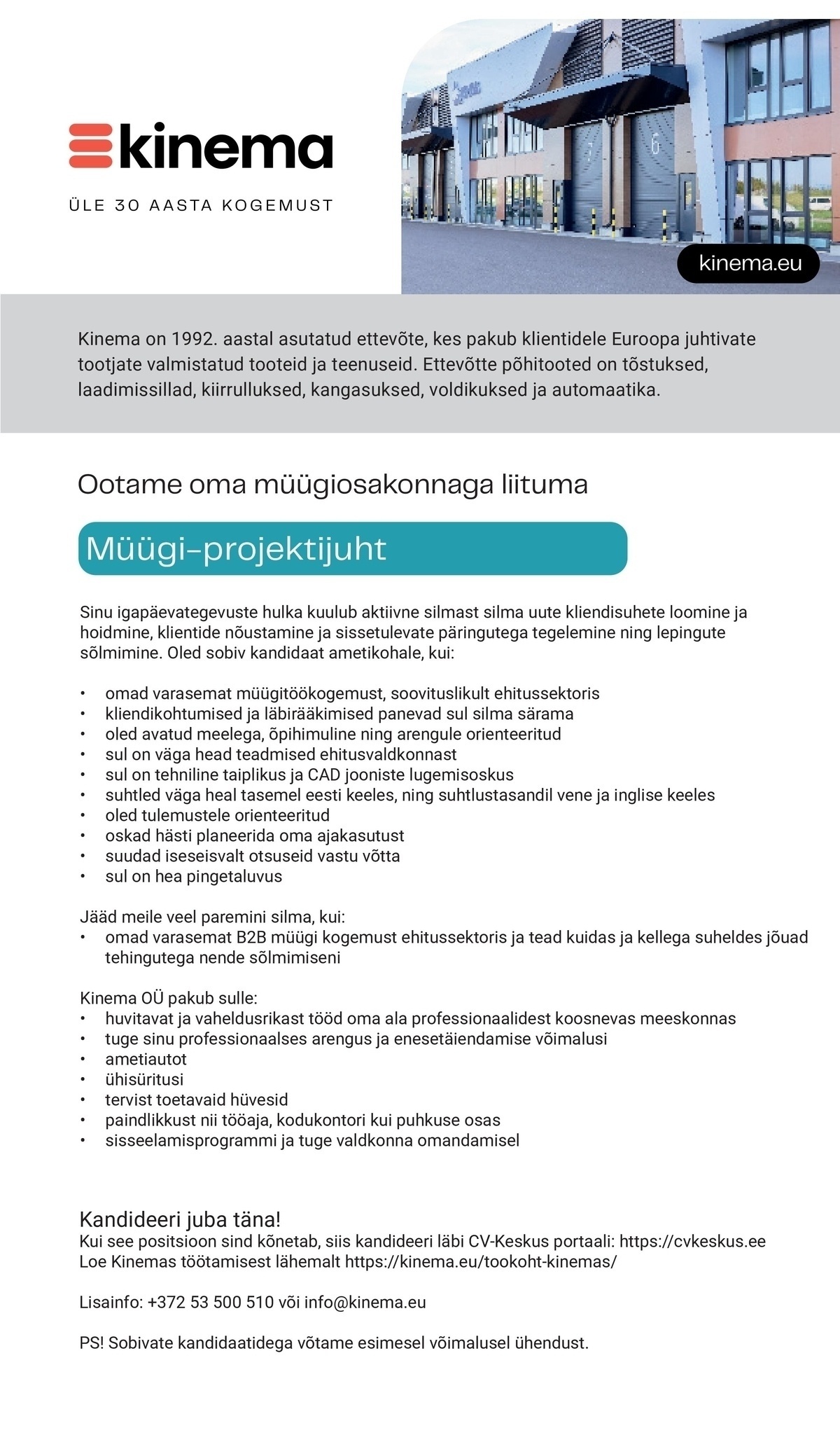 Kinema OÜ Müügi-projektijuht