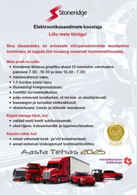 Stoneridge Electronics AS Elektroonikaseadmete koostaja