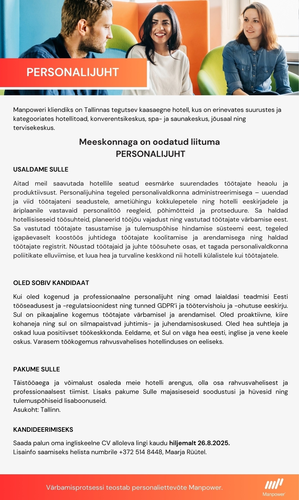 Manpower OÜ PERSONALIJUHT