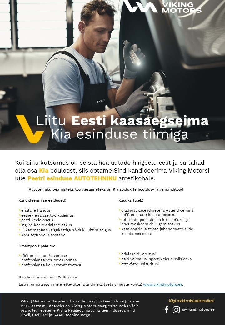 Viking Motors AS Autotehnik Viking Motorsi Kia Peetri esinduses