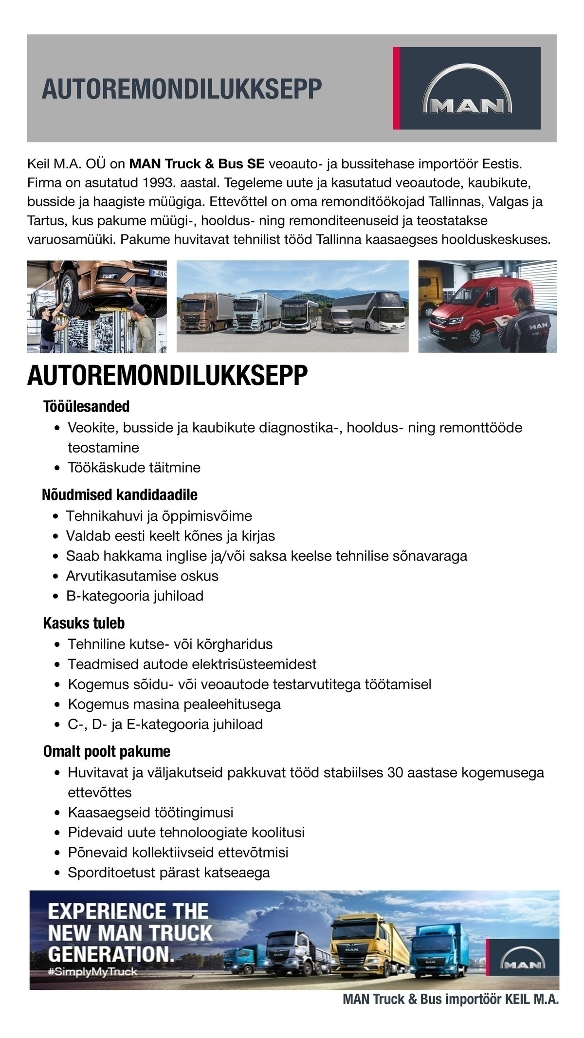 Keil M.A. OÜ Autoremondilukksepp