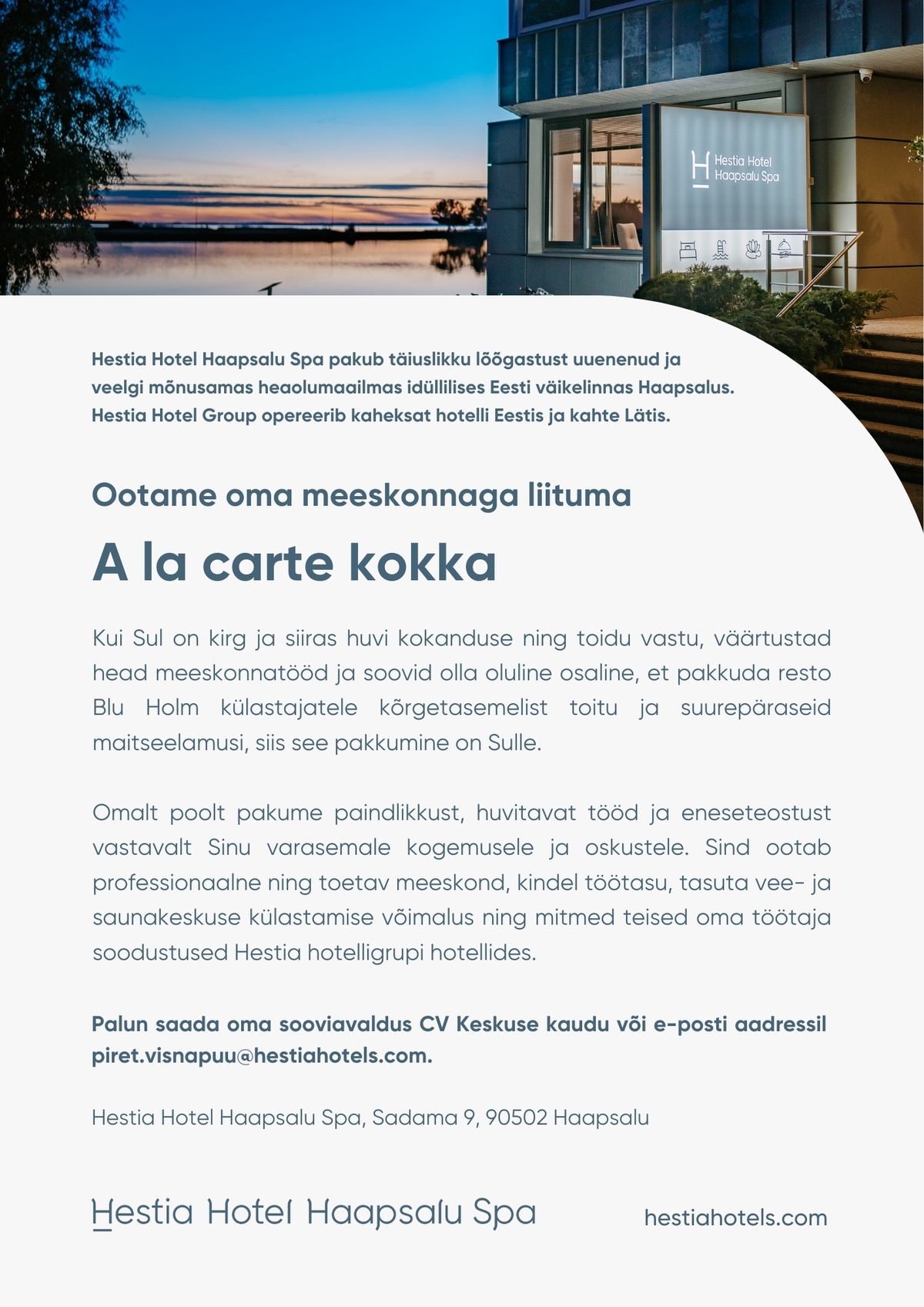 Hestia Hotel Haapsalu Spa Kokk