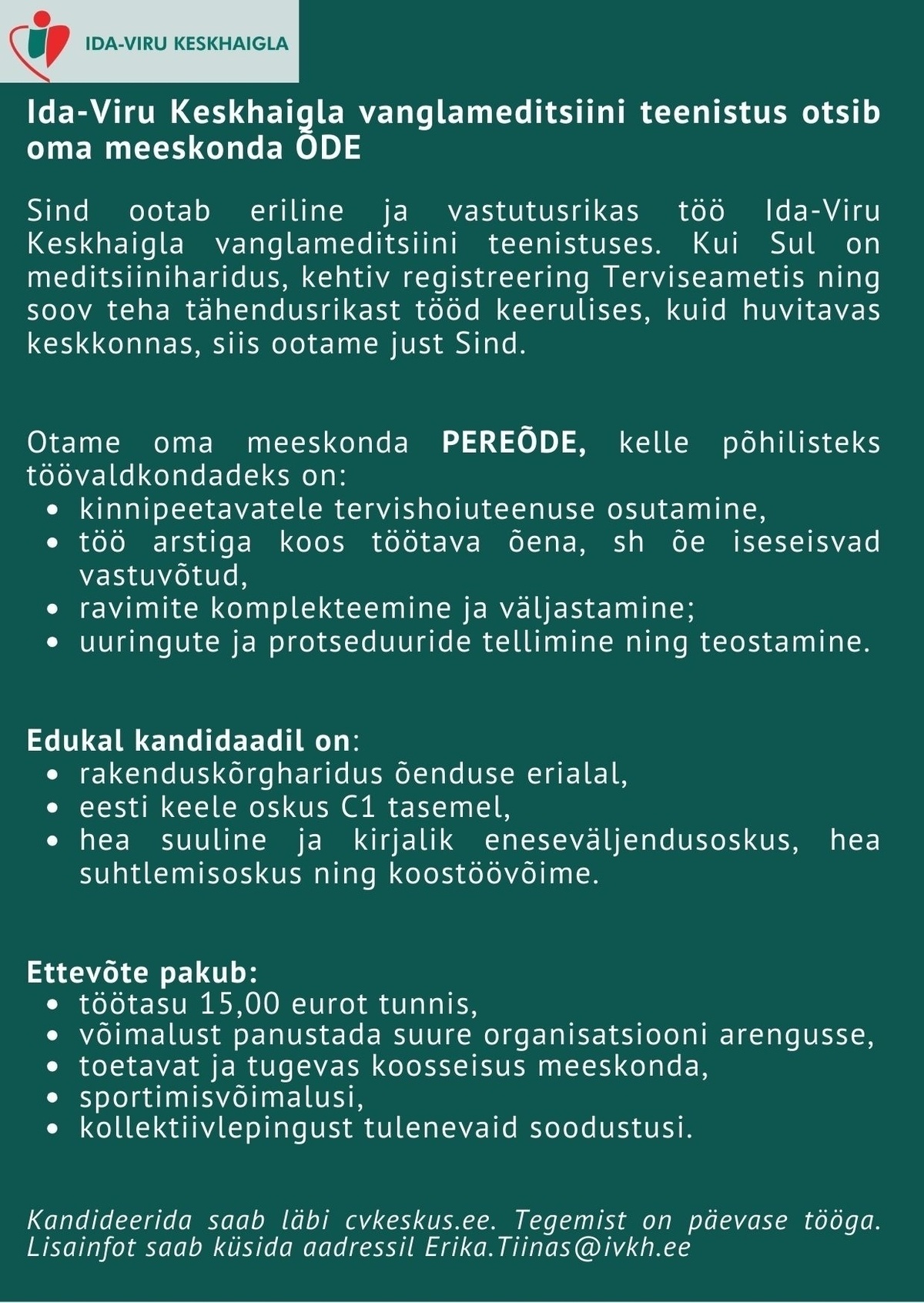 Ida-Viru Keskhaigla SA Pereõde vanglameditsiiniteenistusse