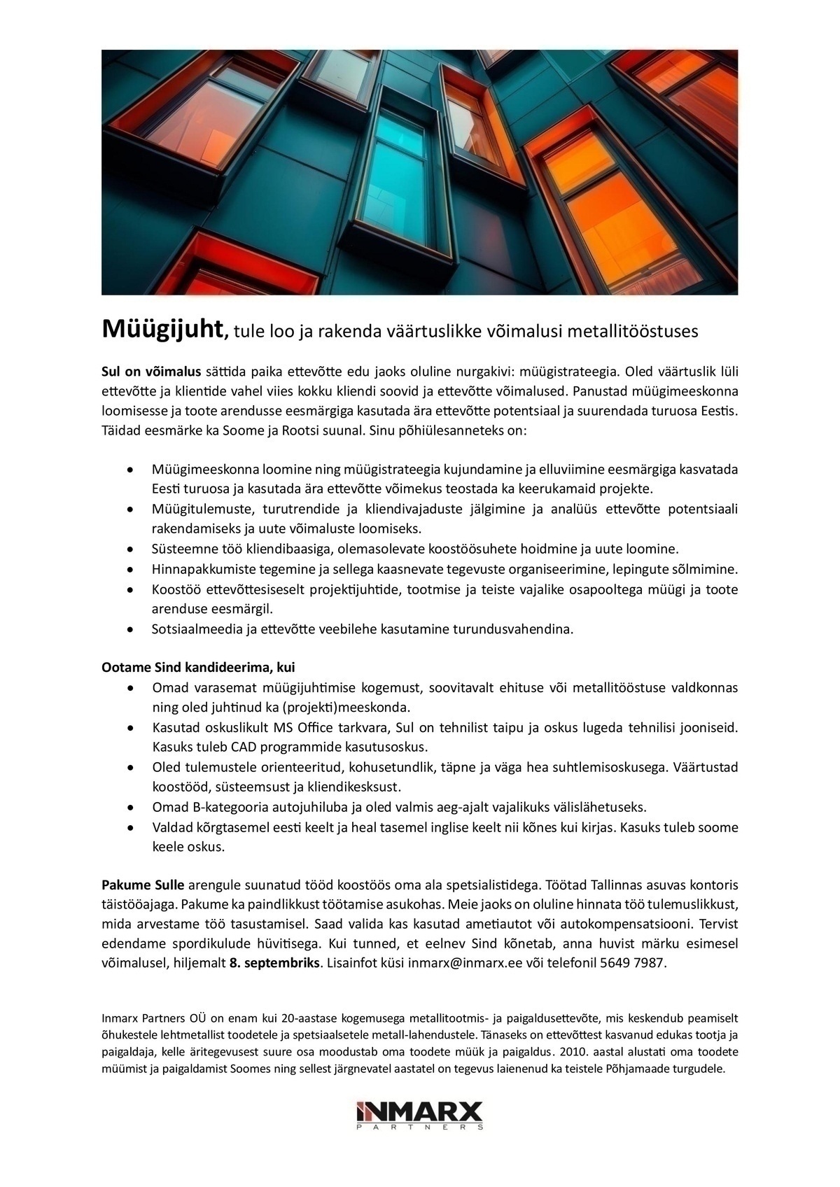 INMARX PARTNERS OÜ Müügijuht