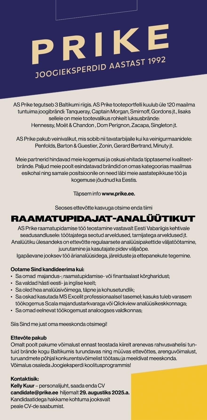 Prike AS Raamatupidaja-analüütik