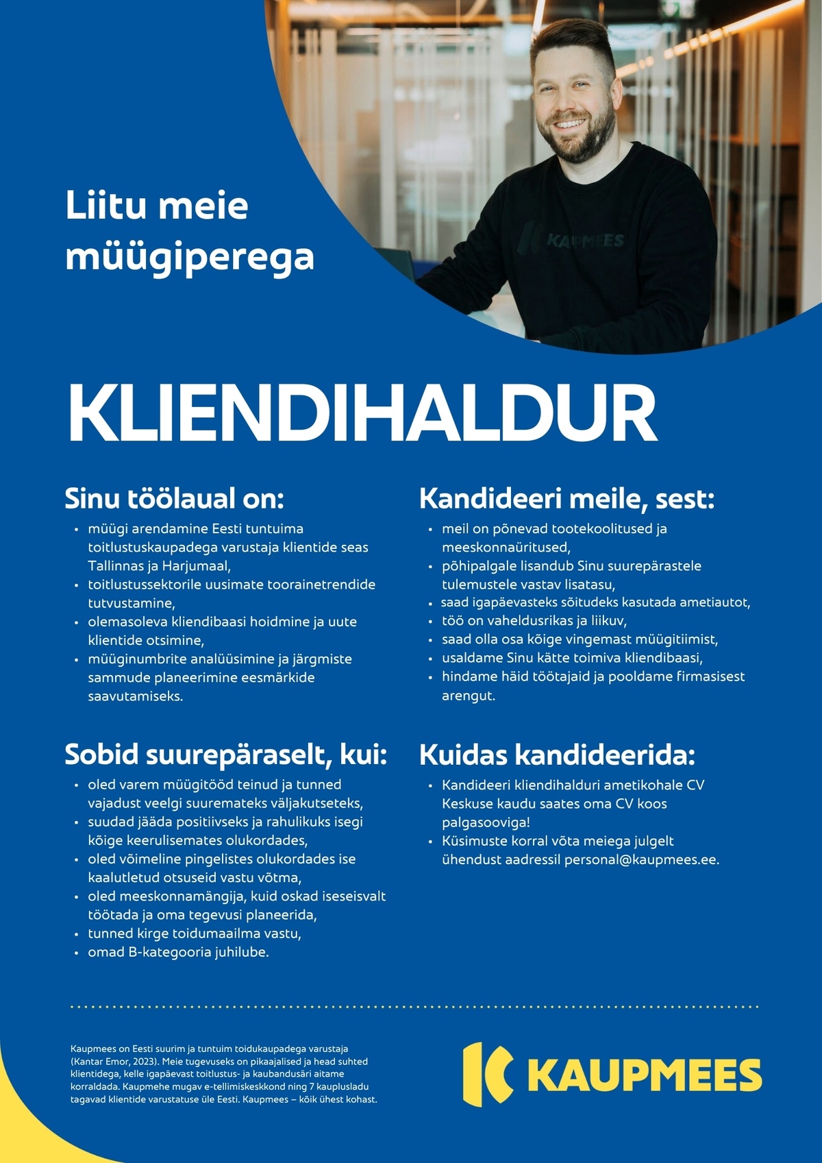 Kaupmees & Ko AS Kliendihaldur Tallinnas ja Harjumaal