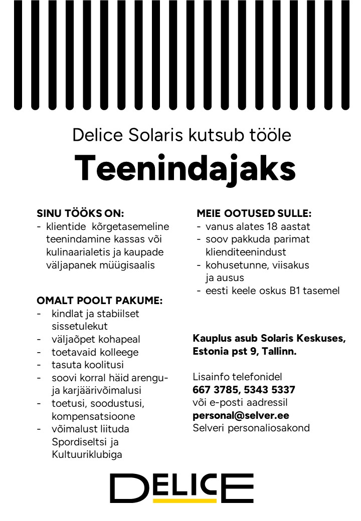 Selver Teenindaja Delice Solaris kaupluses