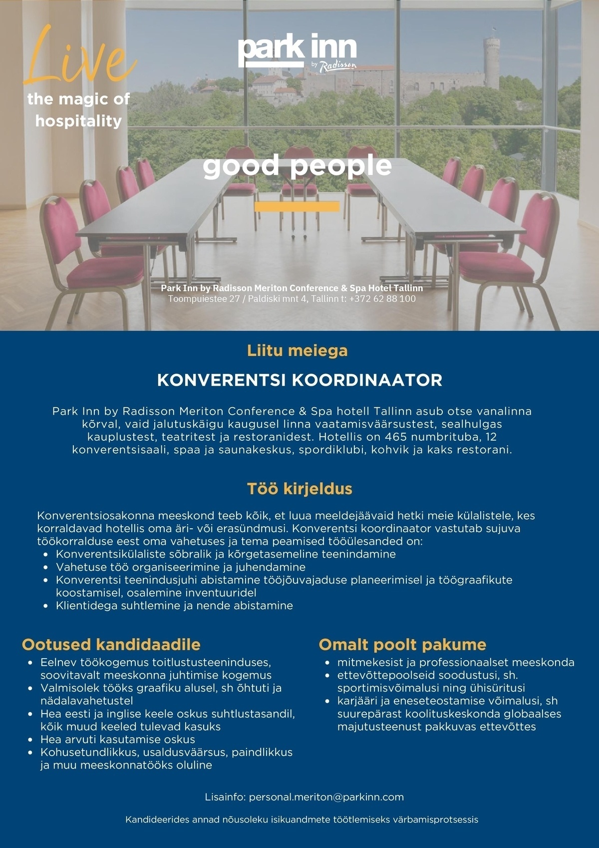 Meriton Hotels OÜ Konverentsi koordinaator