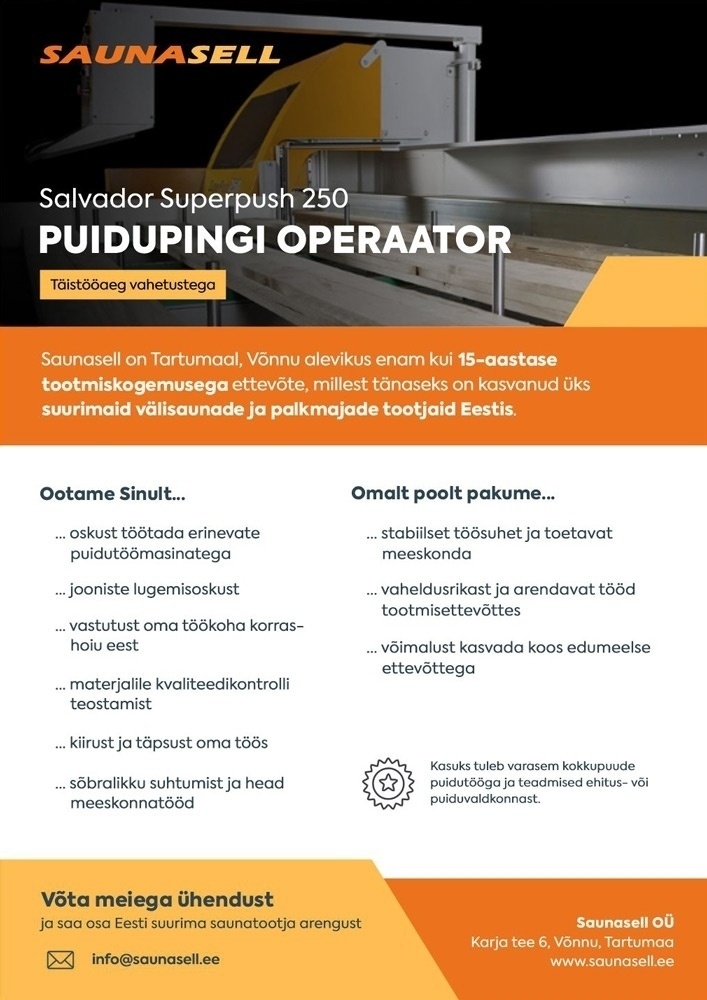 SAUNASELL OÜ Puidupingioperaator