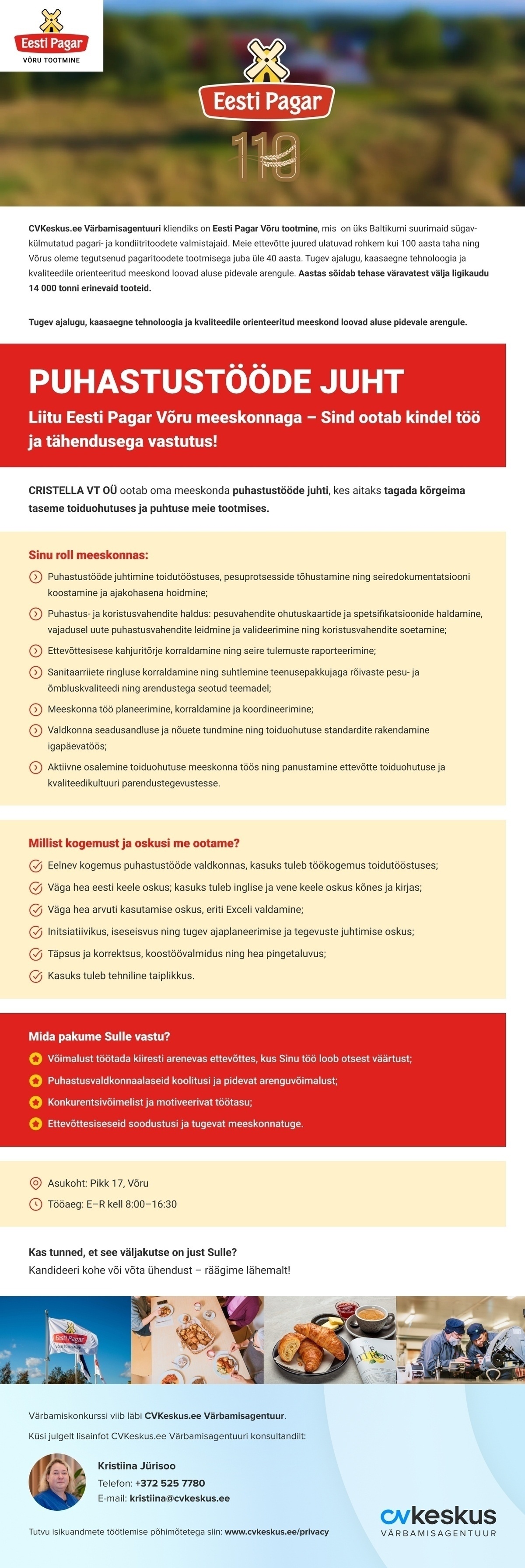 CRISTELLA VT OÜ PUHASTUSTÖÖDE JUHT (EESTI PAGAR)