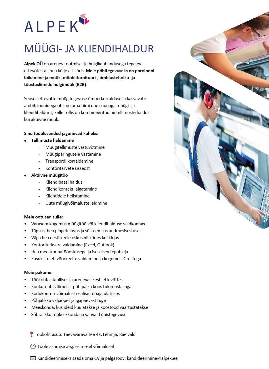 Alpek OÜ MÜÜGI- JA KLIENDIHALDUR