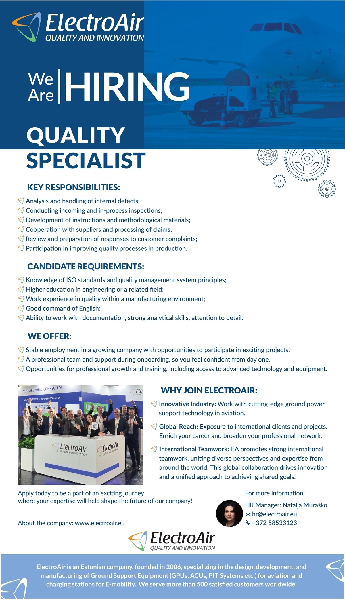 ELECTROAIR OÜ Quality specialist