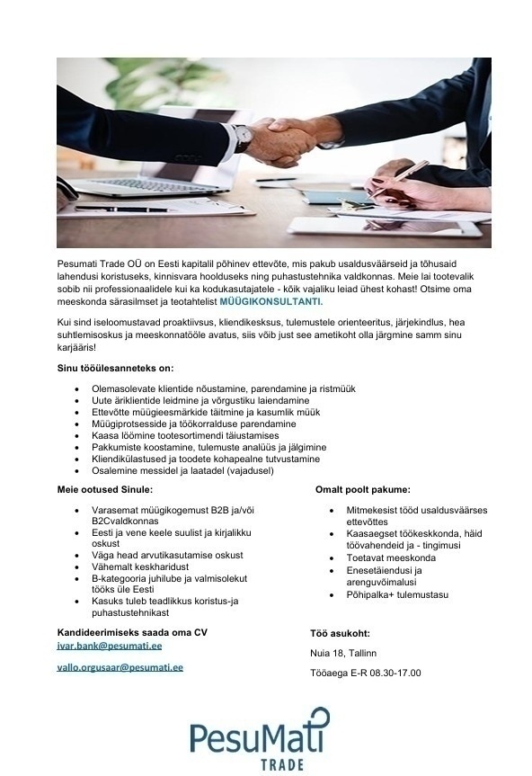 PESUMATI TRADE OÜ MÜÜGIKONSULTANT