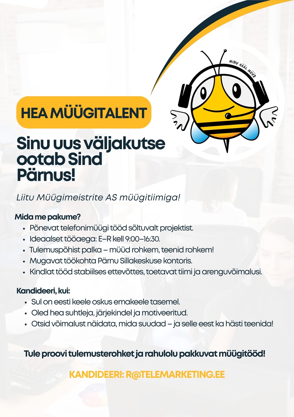 Müügimeistrite AS Müügikonsultant Pärnu Sillakeskuse kontoris