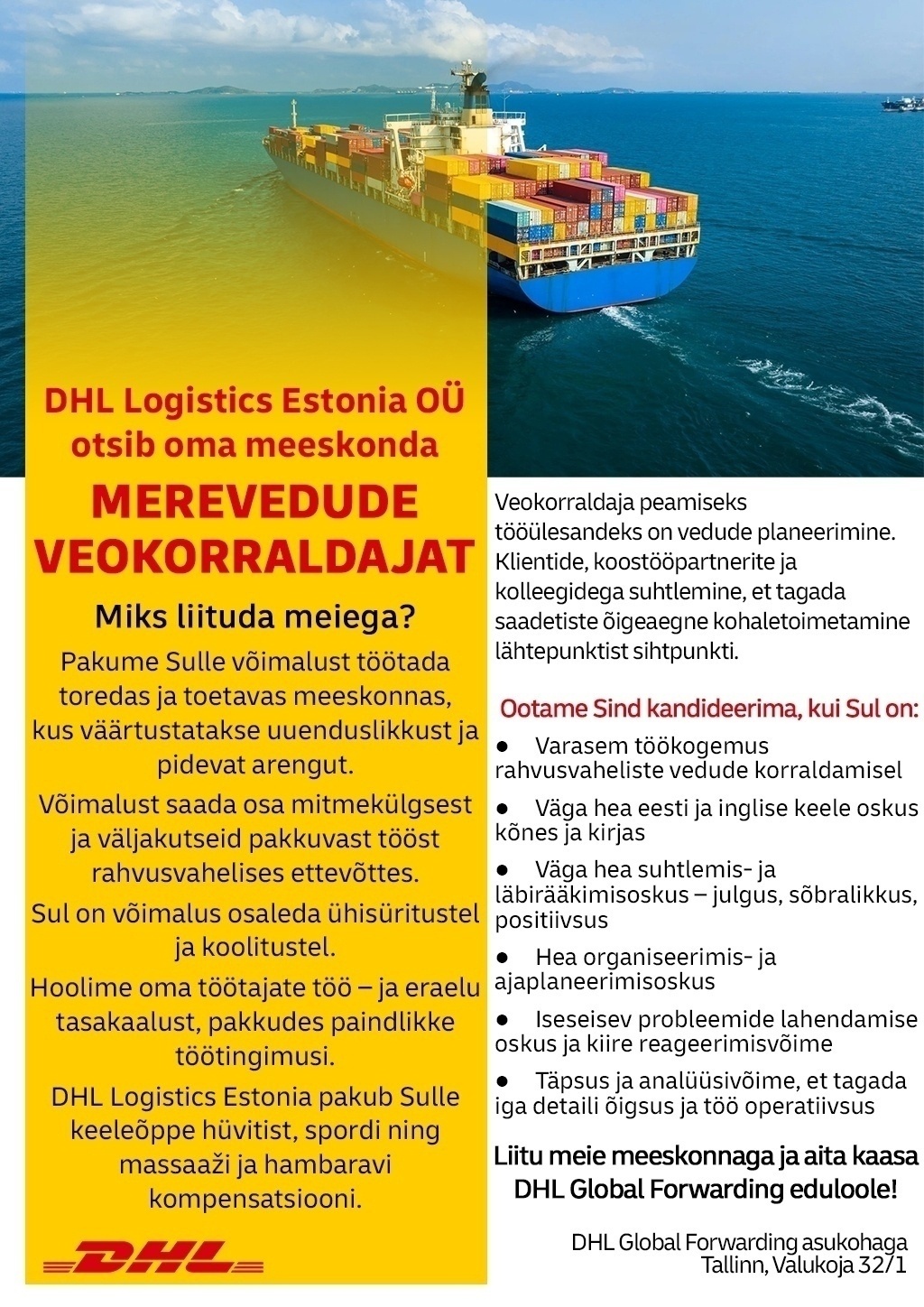 DHL LOGISTICS ESTONIA OÜ Merevedude veokorraldaja