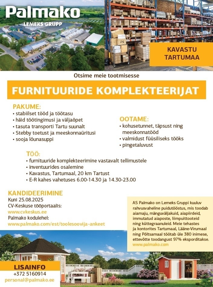 Palmako AS Furnituuride komplekteerija