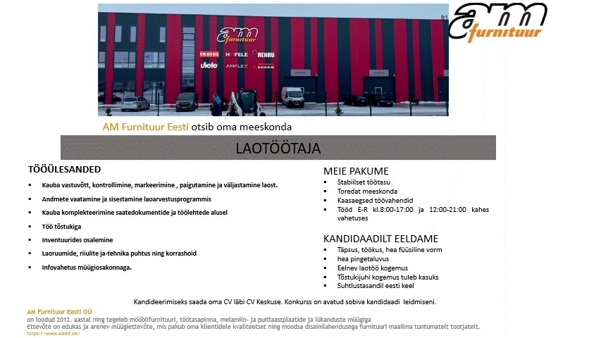 AM FURNITUUR EESTI OÜ Laotöötaja