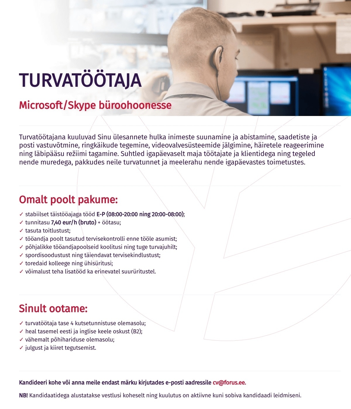 Forus Security AS Turvatöötaja Microsoft/Skype büroohoonesse