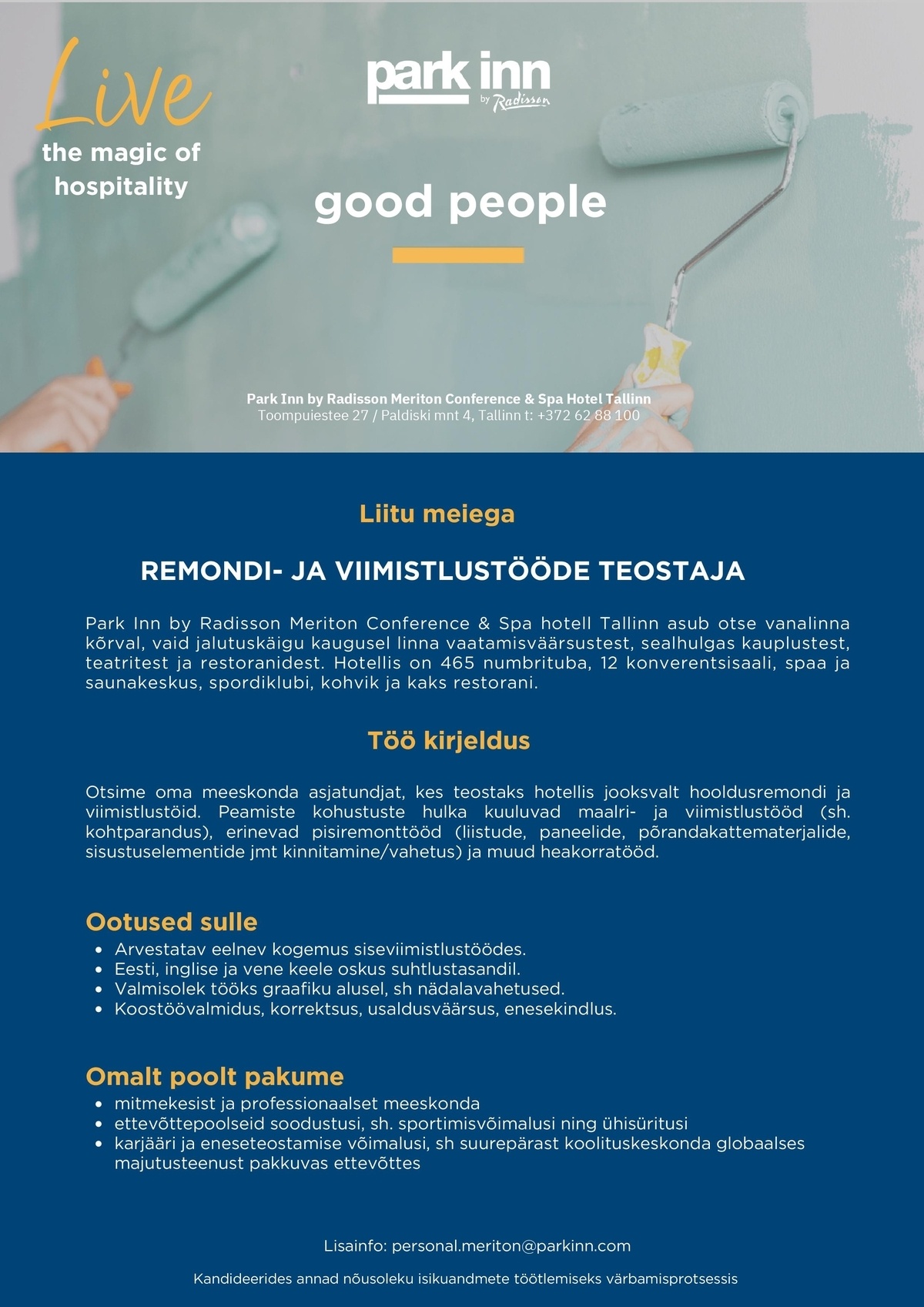 Meriton Hotels OÜ Remondi- ja viimistlustööde teostaja