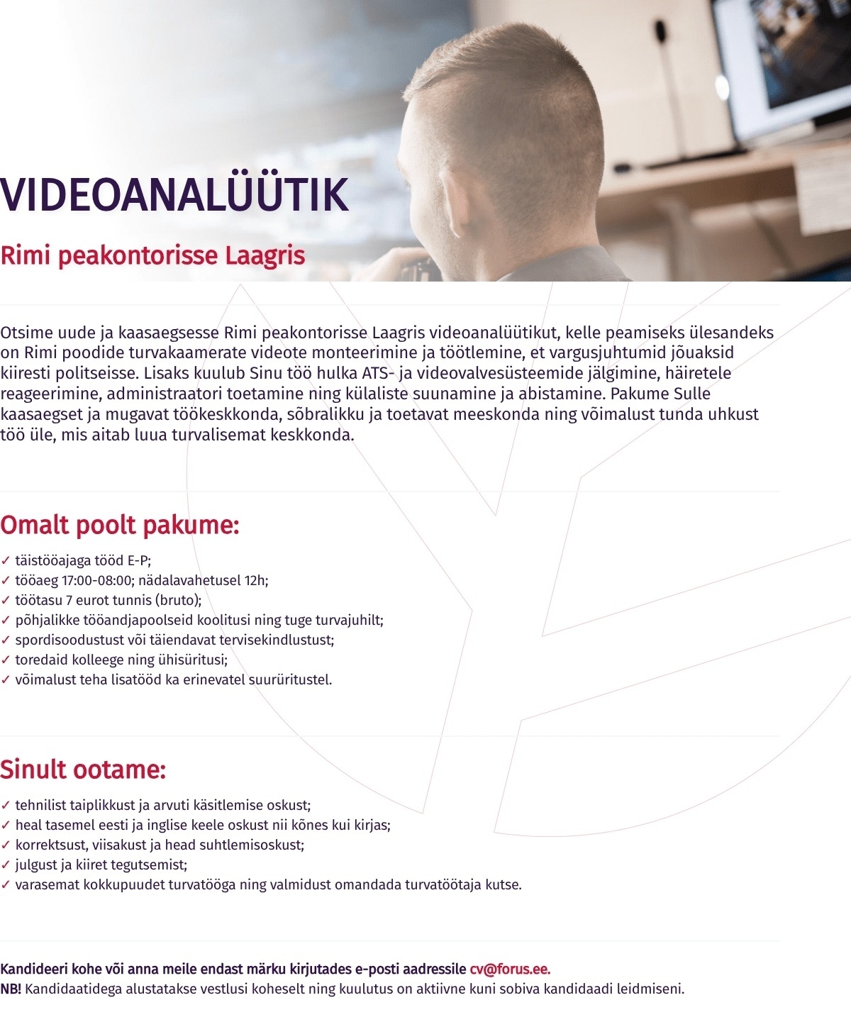 Forus Security AS Videoanalüütik Rimi peakontorisse Laagris