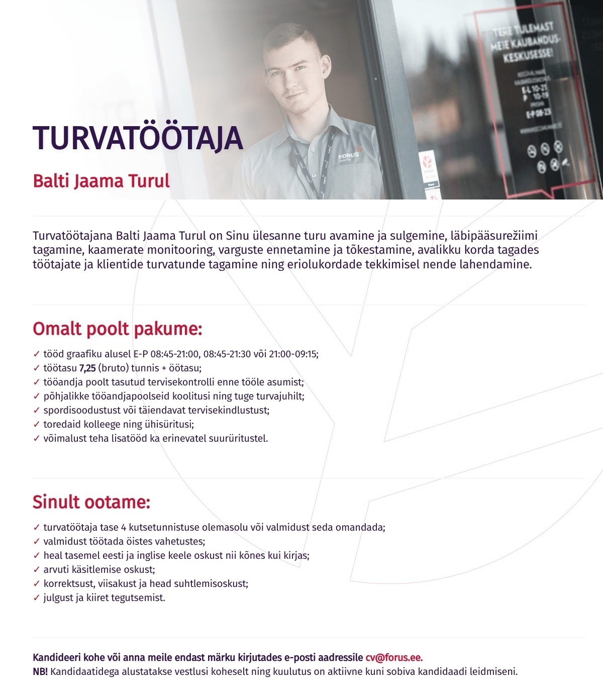 Forus Security AS Turvatöötaja Balti Jaama Turul