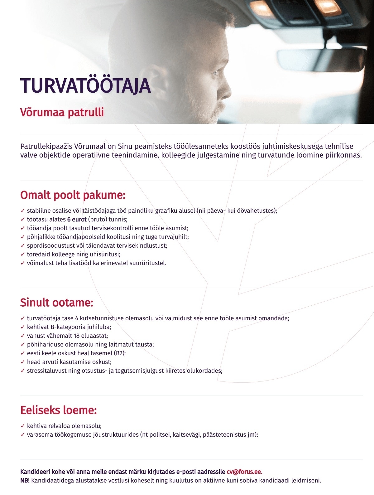 Forus Security AS Turvatöötaja Võrumaa patrulli