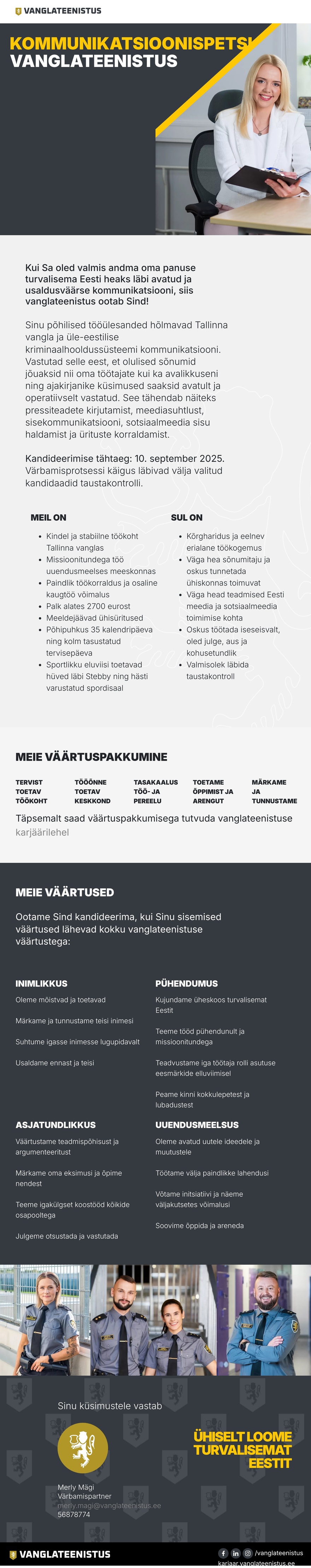 Tallinna vangla Kommunikatsioonispetsialist