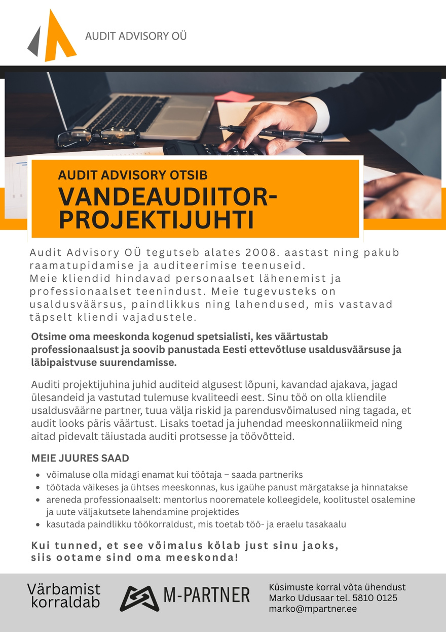 M-Partner HR Vandeaudiitor-projektijuht