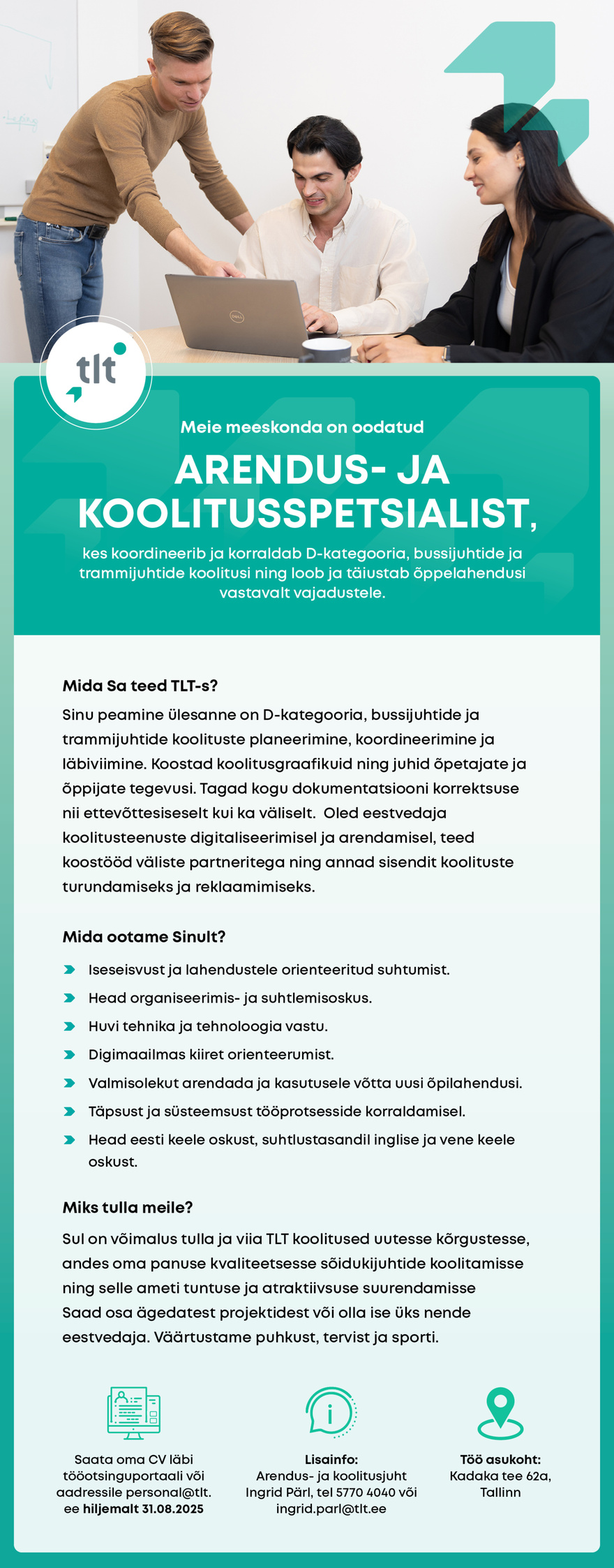 AS Tallinna Linnatransport Arendus- ja koolitusspetsialist